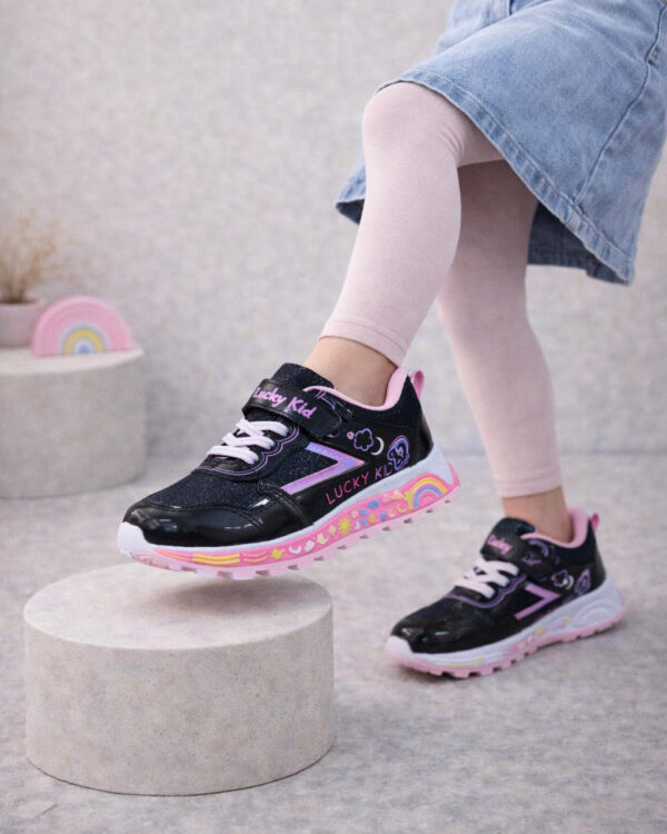 Lucky Kids 001 Filet Spor Ayakkabı - Siyah Pembe