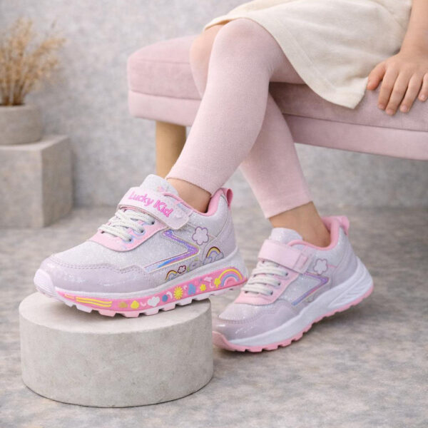 Lucky Kids 001 Filet Spor Ayakkabı – Gümüş Pembe