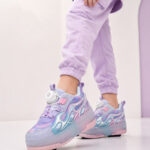 Super Star 003 Filet Patenli Ayakkabı – Gri Pembe Mor