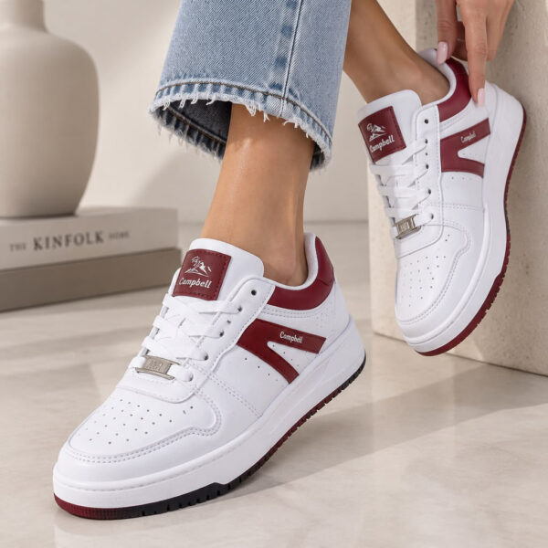 Campbell 001 Zenne Spor Ayakkabı – Beyaz Bordo